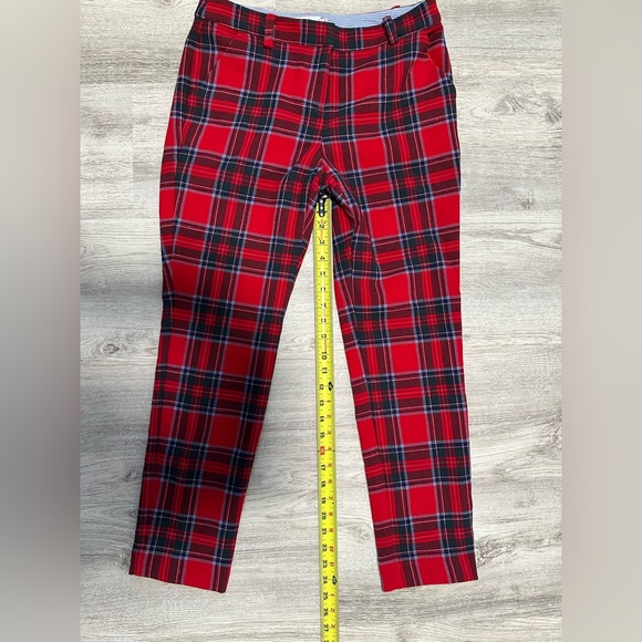 Vineyard Vines Nantucket Tartan Red Velvet Cocktail Pants Size 4 - Picture 10 of 11
